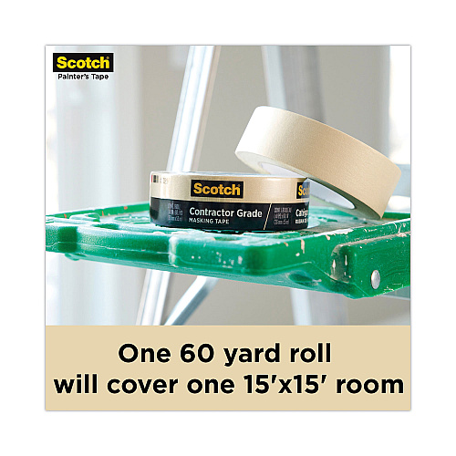 Scotch Commercial-Grade Masking Tape for Production Painting, 3" Core, 0.7" x 60 yds, Natural (202075ABK)