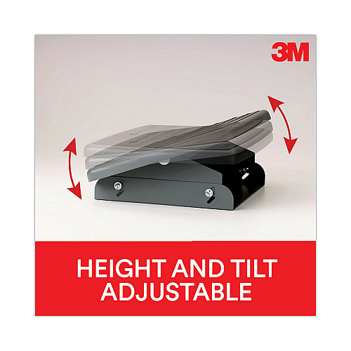 3M Adjustable Steel Footrest, Nonslip Surface, 22w x 14d x 4 to 4.75h, Black/Charcoal (FR530CB)