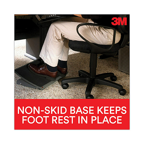 3M Adjustable Steel Footrest, Nonslip Surface, 22w x 14d x 4 to 4.75h, Black/Charcoal (FR530CB)