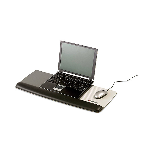 3M Antimicrobial Gel Mouse Pad/Keyboard Wrist Rest Platform, 25.5 x 10.6, Black/Silver (WR422LE)