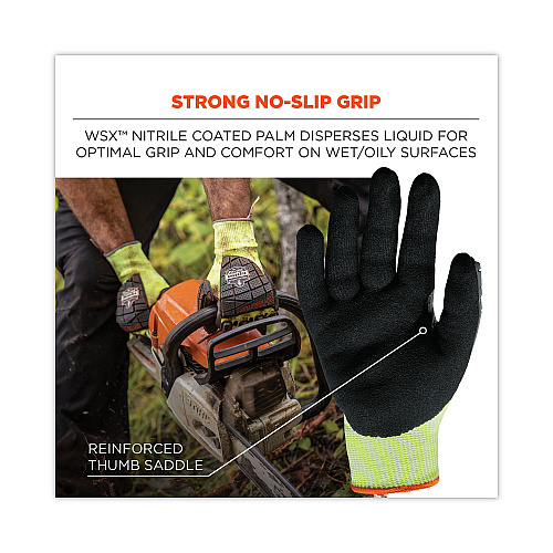 ergodyne ProFlex 7141 ANSI A4 DIR Nitrile-Coated CR Gloves, Lime, X-Large, Pair (17915)