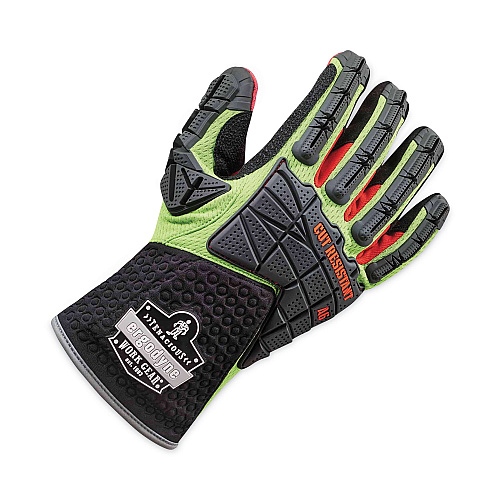 ergodyne ProFlex 925CR6 Performance Dorsal Impact-Reducing Cut Resistance Gloves, Black/Lime, XL, Pair (17295)
