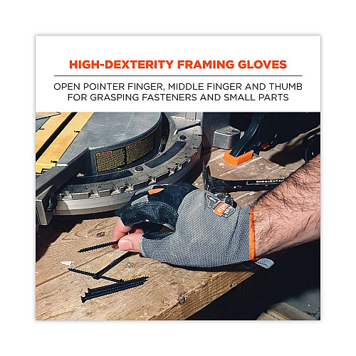 ergodyne ProFlex 720 Heavy-Duty Framing Gloves, 9" Long, XX-Large, Gray, Pair (17116)