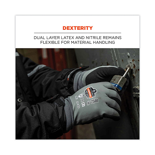 ergodyne ProFlex 7501 Coated Waterproof Winter Gloves, Gray, Large, Pair (17634)
