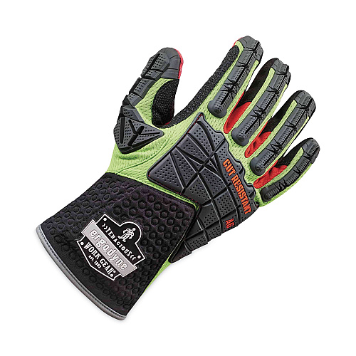 ergodyne ProFlex 925CR6 Performance Dorsal Impact-Reducing Cut Resistance Gloves, Black/Lime, 2XL, Pair (17296)