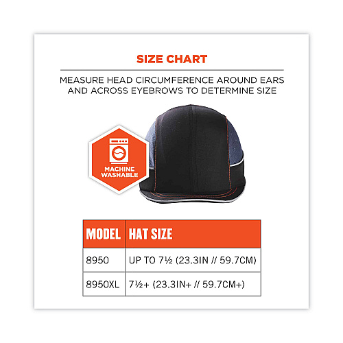 ergodyne Skullerz 8950 Bump Cap Hat, Micro Brim, Black (23342)