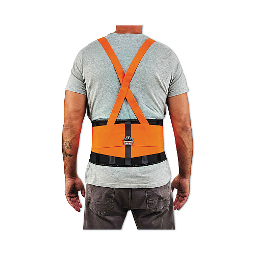 ergodyne ProFlex 100HV Economy Hi-Vis Spandex Back Support Brace, Small, 25" to 30" Waist, Black/Orange (11882)