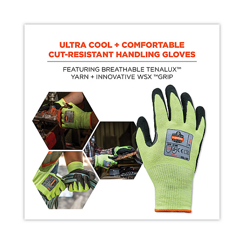 ergodyne ProFlex 7041 ANSI A4 Nitrile-Coated CR Gloves, Lime, Large, Pair (17814)