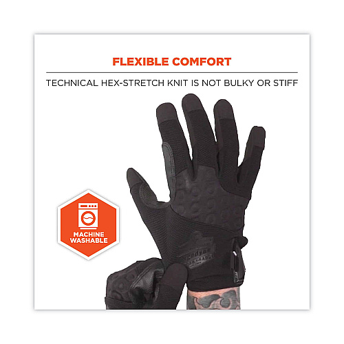 ergodyne ProFlex 710BLK Abrasion-Resistant Black Tactical Gloves, Black, 2X-Large, Pair (17566)