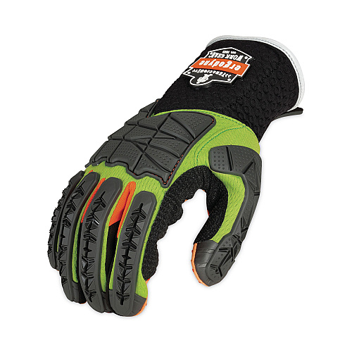 ergodyne ProFlex 925F(x) Standard Dorsal Impact-Reducing Gloves, Black/Lime, X-Large, Pair (17905)