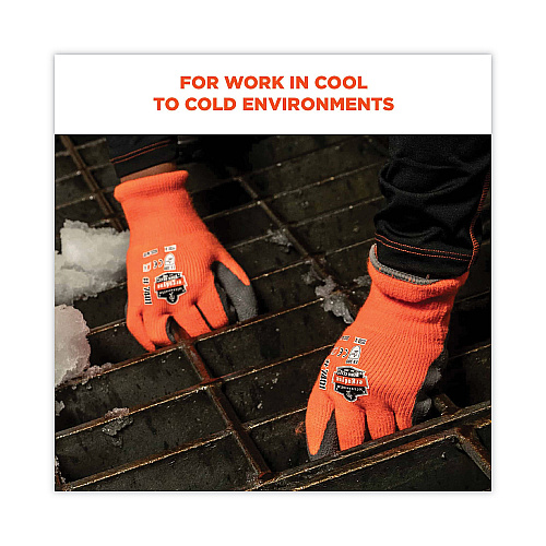 ergodyne ProFlex 7401 Coated Lightweight Winter Gloves, Orange, Large, Pair (17624)