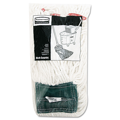 Rubbermaid Web Foot Shrinkless Looped-End Wet Mop Head, Cotton/Synthetic, Medium, White, 6/Carton (A25206WHICT)