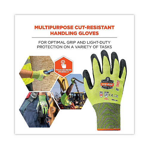 ergodyne ProFlex 7022 ANSI A2 Coated CR Gloves DSX, Lime, Large, 144 Pairs/Pack (17874)