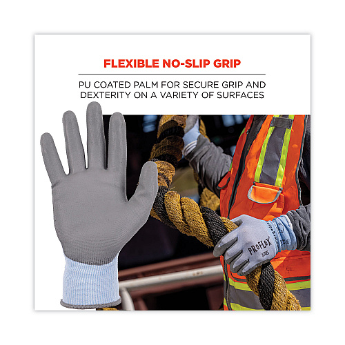 ergodyne ProFlex 7025 ANSI A2 PU Coated CR Gloves, Blue, X-Large, 12 Pairs/Pack (10425)