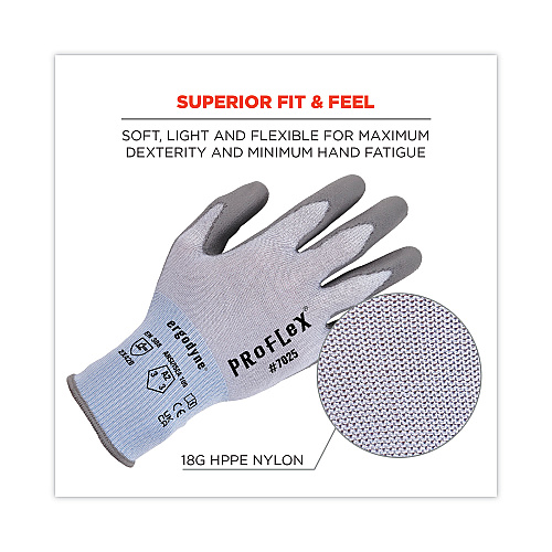 ergodyne ProFlex 7025 ANSI A2 PU Coated CR Gloves, Blue, Small, Pair (10432)