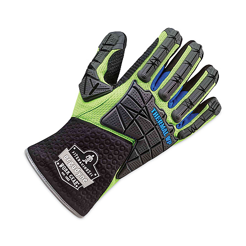 ergodyne ProFlex 925WP Performance Dorsal Impact-Reducing Thermal Waterproof Gloves, Black/Lime, X-Large, Pair (18105)
