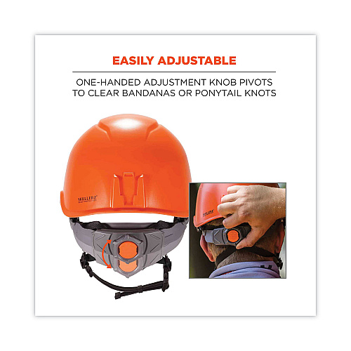ergodyne Skullerz 8974V Class E Safety Helmet with 8991 Visor Kit, Clear Lens, 6-Point Ratchet Suspension, Orange (60217)