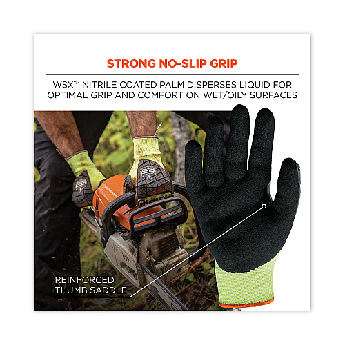 ergodyne ProFlex 7141 ANSI A4 DIR Nitrile-Coated CR Gloves, Lime, Large, 72 Pairs/Pack (17834)