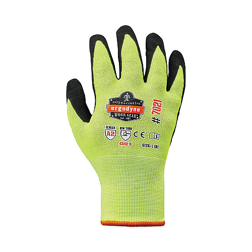 ergodyne ProFlex 7021 Hi-Vis Nitrile-Coated CR Gloves, Lime, Large, 144 Pairs/Carton (17864)