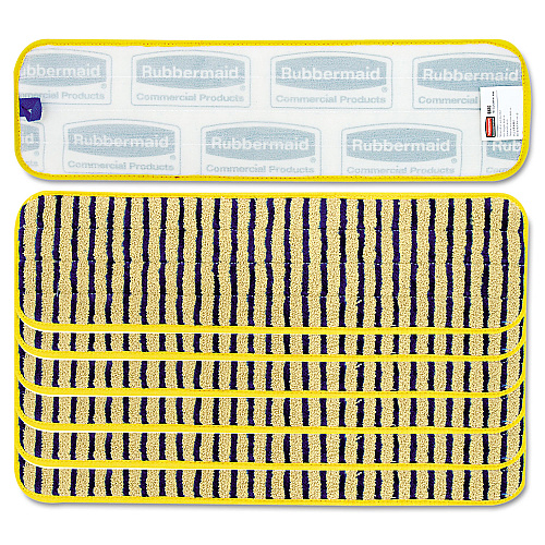 Rubbermaid Commercial Microfiber Scrubber Pad, Vertical Polyprolene Stripes, 18", Yellow, 6/Carton (Q810YEL)