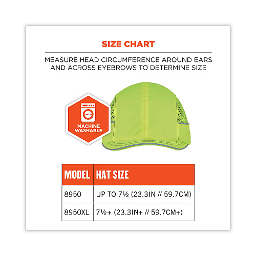 ergodyne Skullerz 8950 Bump Cap Hat, Micro Brim, Lime (23331)