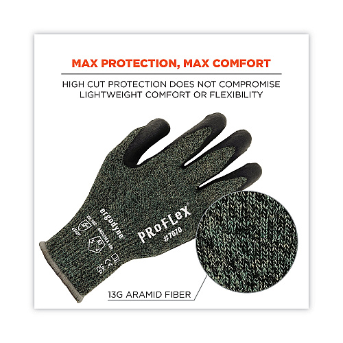 ergodyne ProFlex 7070 ANSI A7 Nitrile Coated CR Gloves, Green, 2X-Large, 12 Pairs/Pack (18036)