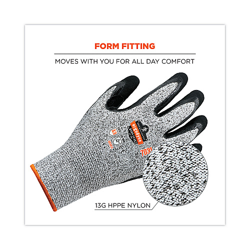 ergodyne ProFlex 7031 ANSI A3 Nitrile-Coated CR Gloves, Gray, Large, 144 Pairs/Carton (17884)