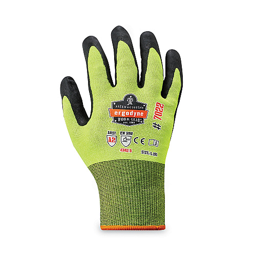 ergodyne ProFlex 7022 ANSI A2 Coated CR Gloves DSX, Lime, Large, 144 Pairs/Pack (17874)