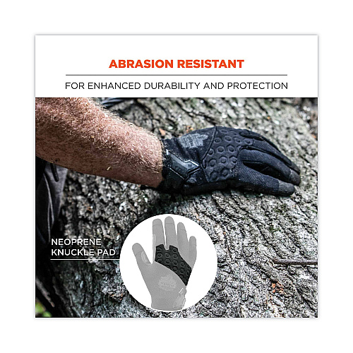 ergodyne ProFlex 710BLK Abrasion-Resistant Black Tactical Gloves, Black, X-Large, Pair (17565)