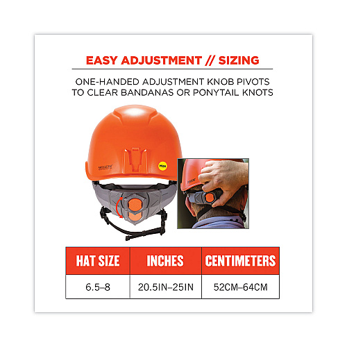 ergodyne Skullerz 8974-MIPS Class E Safety Helmet with MIPS Elevate Ratchet Suspension, Orange (60255)