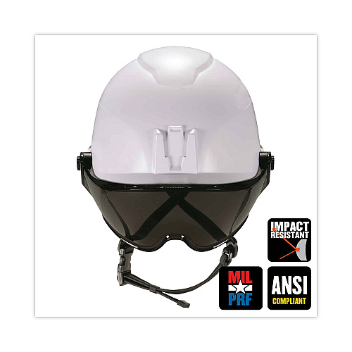 ergodyne Skullerz 8974V Class E Safety Helmet with 8991 Visor Kit, Smoke Lens, 6-Point Ratchet Suspension, Orange (60218)