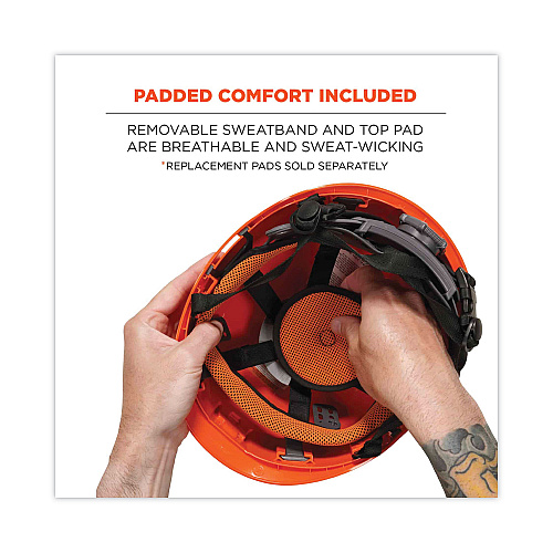 ergodyne Skullerz 8974 Class E Safety Helmet, 6-Point Ratchet Suspension, Orange (60212)