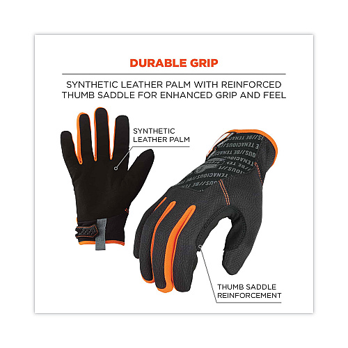 ergodyne ProFlex 812 Standard Mechanics Gloves, 9" Long, XX-Large, Black, Pair (17176)