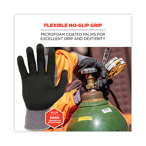 ergodyne ProFlex 7000 Nitrile-Coated Gloves Microfoam Palm, Gray, Large, Pair (10374)