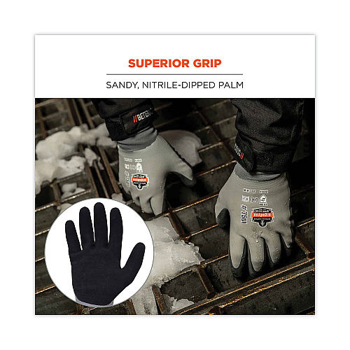 ergodyne ProFlex 7501 Coated Waterproof Winter Gloves, Gray, Large, Pair (17634)