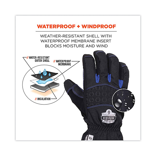 ergodyne ProFlex 819WP Extreme Thermal WP Gloves, Black, Medium, Pair (17613)