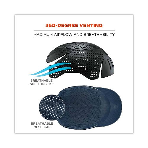 ergodyne Skullerz 8955 Lightweight Bump Cap Hat, Micro Brim, Navy (23332)