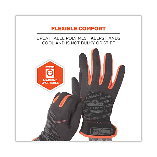 ergodyne ProFlex 815 QuickCuff Mechanics Gloves, Black, Large, Pair (17204)