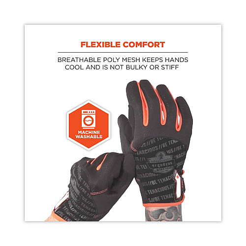 ergodyne ProFlex 812 Standard Mechanics Gloves, 9" Long, XX-Large, Black, Pair (17176)