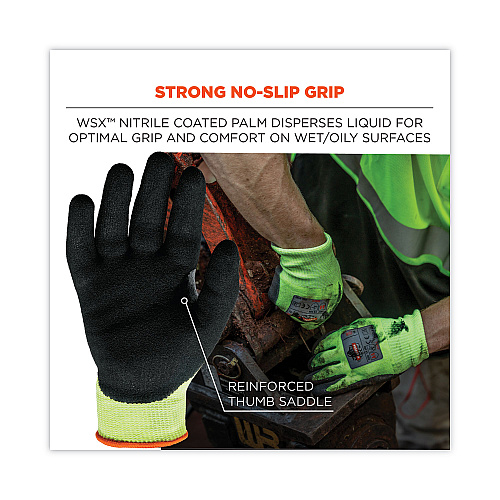 ergodyne ProFlex 7041 ANSI A4 Nitrile-Coated CR Gloves, Lime, Large, 144 Pairs (17824)