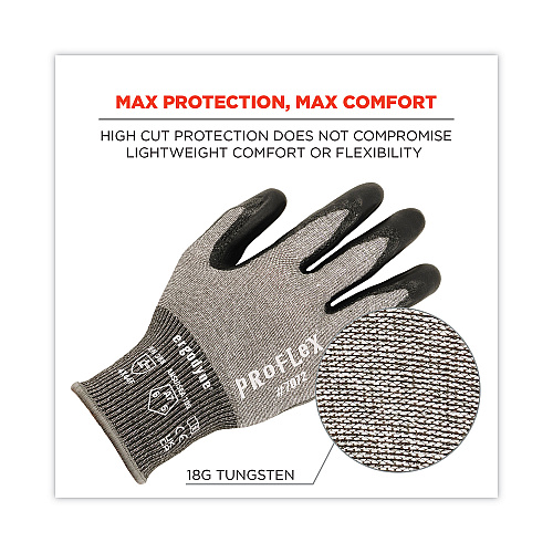 ergodyne ProFlex 7072 ANSI A7 Nitrile-Coated CR Gloves, Gray, Medium, 12 Pairs/Pack (10303)