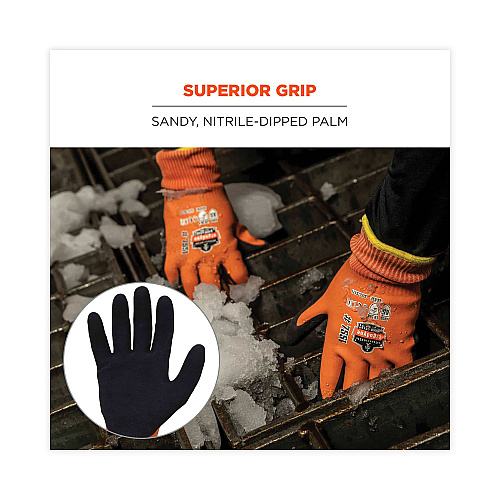 ergodyne ProFlex 7551 ANSI A5 Coated Waterproof CR Gloves, Orange, Large, Pair (17674)