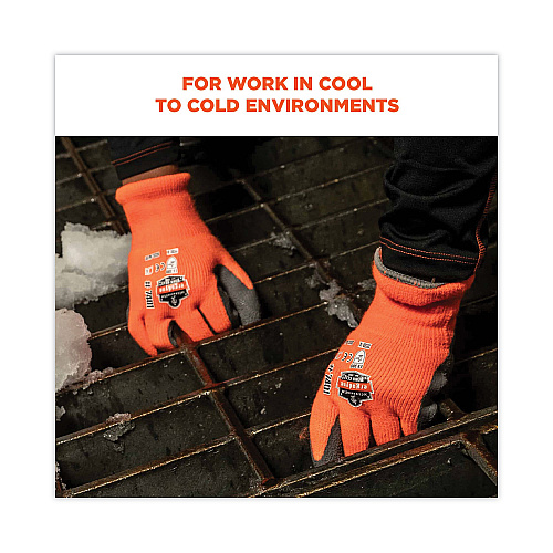 ergodyne ProFlex 7401 Coated Lightweight Winter Gloves, Orange, X-Large, Pair (17625)