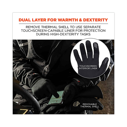 ergodyne ProFlex 825WP Thermal Waterproof Winter Work Gloves, Black, Large, Pair (17604)