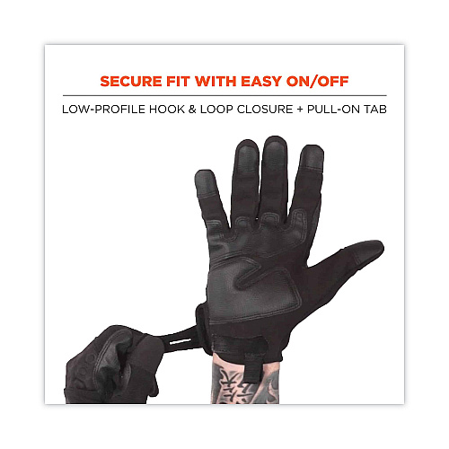 ergodyne ProFlex 710BLK Abrasion-Resistant Black Tactical Gloves, Black, Large, Pair (17564)