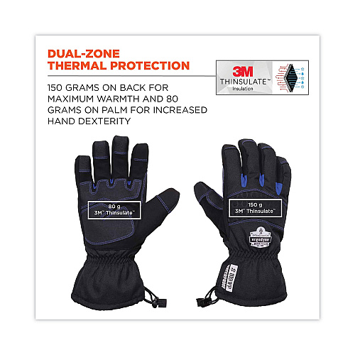 ergodyne ProFlex 819WP Extreme Thermal WP Gloves, Black, Small, Pair (17612)