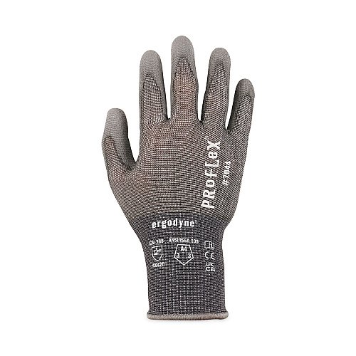 ergodyne ProFlex 7044 ANSI A4 PU Coated CR Gloves, Gray, Large, 12 Pairs/Pack (10484)