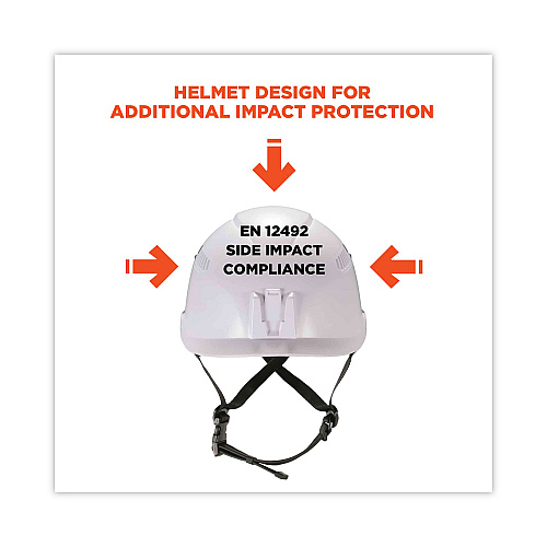 ergodyne Skullerz 8975V Class C Safety Helmet with 8991 Visor Kit, Smoke Lens, 6-Point Ratchet Suspension, White (60220)