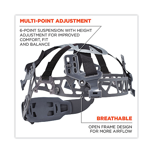 ergodyne Skullerz 8975LED Class C Safety Helmet with 8981 Universal LED Headlamp, 6-Point Ratchet Suspension, Orange (60207)