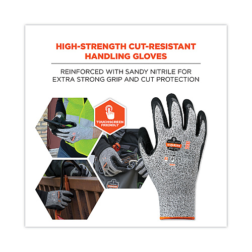 ergodyne ProFlex 7031 ANSI A3 Nitrile-Coated CR Gloves, Gray, Large, Pair (17984)